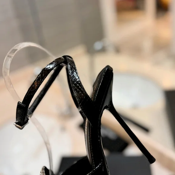 YSL Snake Pattern Crystal Heels